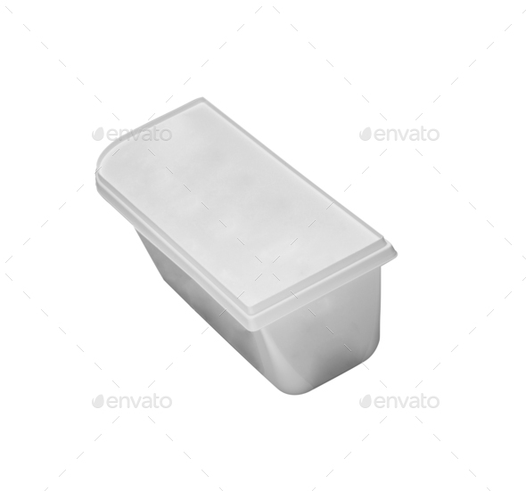 Plastic rectangular container for dairy foods Stock Photo by ozaiachin